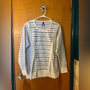 seraphine White Blue Striped Maternity Nursing Jumper